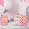 AnyDesign 24 Count Hot Pink Checkered Smile Face Paper Party Bags with Tag Stickers for Preppy Party, Birthday, Bachelorette, Baby Shower