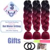 LILYKA SHOW 3 Packs 24 Inch Braiding Hair Extensions for Women Kanekalon Braiding Hair Ombre Jumbo Braiding Hair Extensions High Temperature Synthetic Braiding Hair for Twist Crochet Braids(3 Packs 24",black to wine red)
