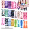 JERCLITY 24 Sheets Candy Gradient Color Marble Nail Polish Strips Stickers Adhesive Marble Nail Decals Nail Strips for Women DIY Nail Art Manicure Kit