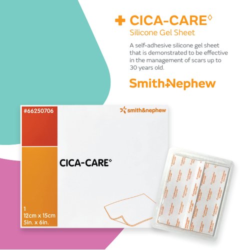 Smith+Nephew CICA-CARE Self-Adhesive Silicone Gel Sheet for Scar Management, Wound Care Product, 5 Inches by 6 Inches