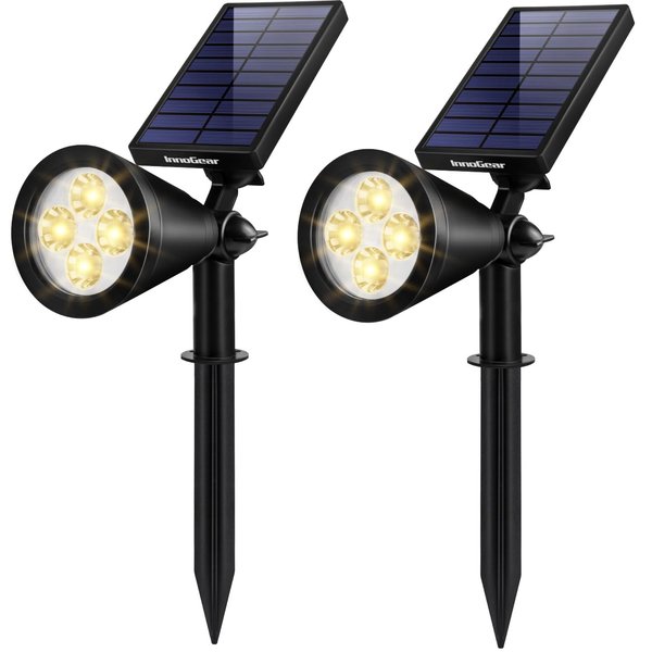 InnoGear Solar Lights Outdoor Waterproof Solar Garden Light for Outside Yard Landscape Lighting Pathway Spot Lights Spotlight Wall Light Auto On/Off, Pack of 2 (Warm White)