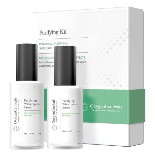 Two-Step Acne Treatment Kit, OxygenCeuticals Purifying Kit, 2 products, Serum + Moisturizer, Breakout Prevention, Acne & Blemish Control, for teens, tweens, males and females, Made in Korea