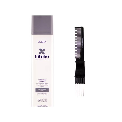 yper Asp Kitoko Purifying Cleanser (8.5 oz) with Teasing Comb Pack of 1, Off White