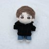 niannyyhouse 10cm Plush Doll Clothes Solid Color Hoodie Jeans Dress Up Doll Accessories (Black)