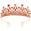 FASOTY Gold Tiara Red Crystal Crown with Combs Elegant Princess Tiaras and Crowns for Women Girls Rhinestone Headband for Bride Bridal Wedding Birthday Party Prom