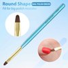 INENK Metal Blue Nail Art Clean Up Brushes for Cleaning Polish Mistakes on the Cuticles, Acetone Resistant Nail Brush, Fingernail Cleaning Brushes for Nail Art and Designs (Round&flat&Bevel)
