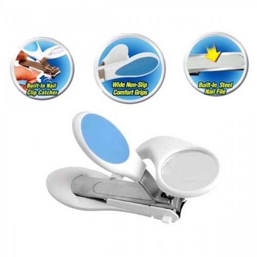 Sure Clip, World's Most Advanced Fingernail Clipper Magnifying Lens LED Light Wide Non- Slip Grip As Seen On Tv