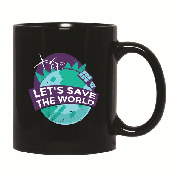 Gift for Eco Friendly People Green Energy Quote to Save the World Environment 11oz 15oz Black Coffee Mug