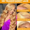 SOSATISFY Body Wave Honey Blonde Wig Human Hair 13x4 Honey Blonde HD Lace Front Wig Human Hair 200% Density 27# Colored Human Hair Wigs Pre Plucked with Baby Hair (28 inch)
