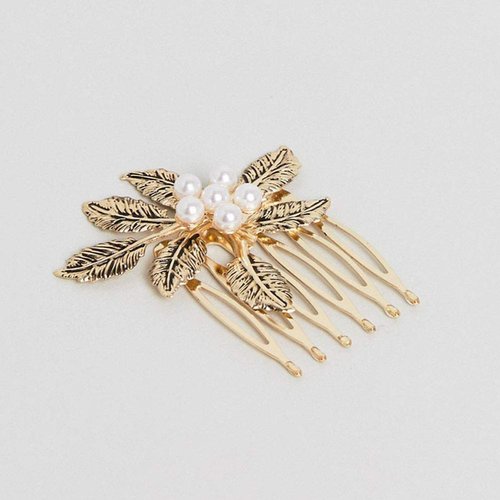 5 Pcs Vintage Hair Combs Alloy Hair Side Comb Clips Rhinestones Pearl Leaf Flower Honeybee Hair Comb Pin Clips Hair Accessories for Women and Girls