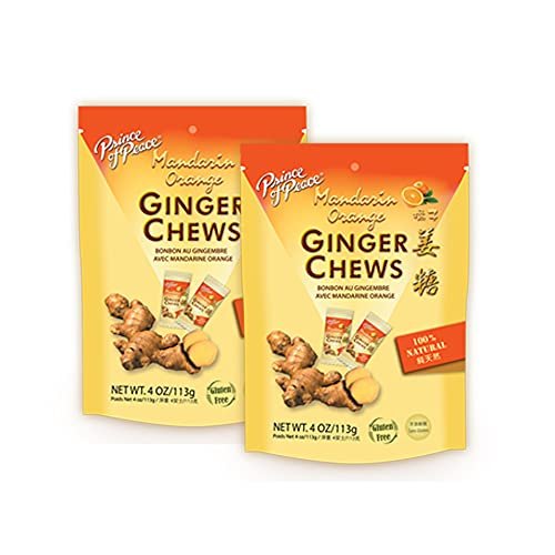 Prince of Peace Ginger Chews With Mandarin Orange, 4 oz. – Candied Ginger – Orange Candy – Orange Ginger Chews – Natural Candy – 2 Pack
