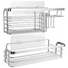 Smatorga Adhesive Shower Caddy 2 Pack Shower Organizer Shelf, No Drilling Stainless Steel Bathroom Storage Rack for Inside Shower Shampoo Conditioner Holder,Silver (Shower Caddy Sliver)