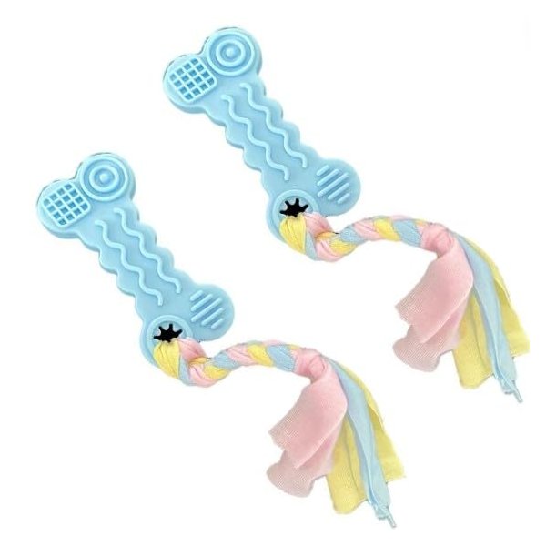 WinldMonmo Blue Dog Toy Puzzle, Sturdy Teething Dog Cookies Shaped Toys, Set of 2