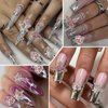 COOSLIM 15PCS Pink Planet Nail Charms 3D Star Nail Art Charms Pink Saturn Planet Nail Gems Silver Dangle Star Charms for Nails Art Shiny Starlight Y2K Style Nail Decoration for Manicure Design 2