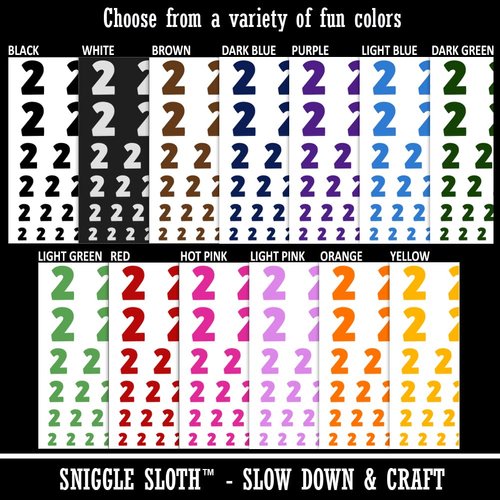 Number 2 Two Fun Bold Font Temporary Tattoo Water Resistant Fake Body Art Set Collection - Light Blue (One Sheet)