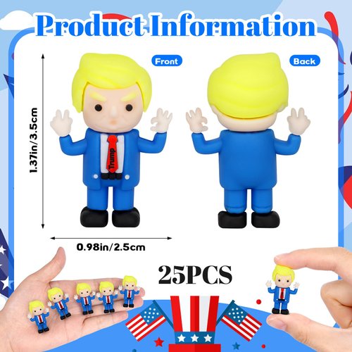 LMTGLDT 25pcs DonaldTrump Figure,Mini Little Presidential DonaldTrump 2024 Toy Figure,Novelty Gifts for USA Supporters and Patriotic Americans,USA 2024 Bobblehead for Car Home Desk Party Decorations