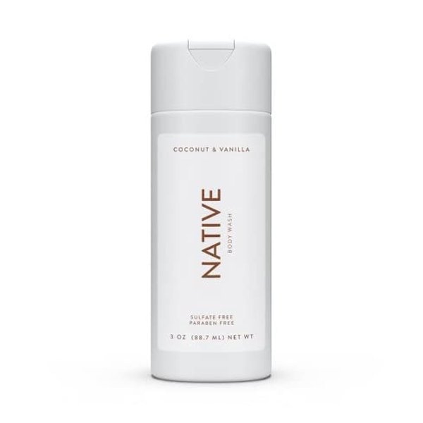 Native Coconut & Vanilla Body Wash 3 oz Travel