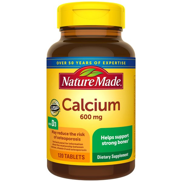 Nature Made Calcium 600 mg with Vitamin D3, Dietary Supplement for Bone Support, 120 Tablets (Pack of 3)
