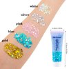 BowJian Blue Face Glitter Singer Concerts Blue Body Glitter Festival Rave Accessories Glitter Eyeshadow Blue Face Paint Blue Hair Glitter Gel Glitter Makeup Blue Glitter Hair Gel for Eye Lip Hair Nail
