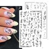 Black White Nail Art Stickers Decals, 3D Self-Adhesive Leaves Lines Flower Retro Flower Vine Pattern Nail Decals for Women Girls Nails Art DIY Manicure Decoration 10 Sheets