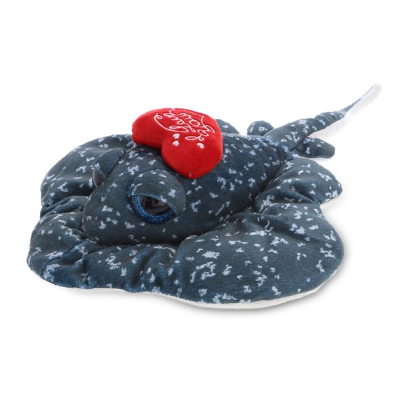 DolliBu I Love You Valentine Plush Grey Spotted Ray - Cute Stuffed Animal with Red Heart and Name Personalization Gift for Valentines Day, Birthday, Anniversary - 18.5 Inches