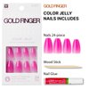 GoldFinger False Nails Kit, Jelly Color Ready to Wear Pink Fake Nails, Manicure Stick and Glue Included, Medium Length, Coffin Shape, Long-Lasting Hottest Trend Glue on Nails
