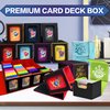 PROMAXIBINDER MTG Deck Box BTB for Commander Display, Fits 100 Double Sleeved Cards, 2 Dividers & 1 Toploader, Strong Magnet Leather Trading Card Storage Box for Magic the Gathering, TCG, CCG, Red