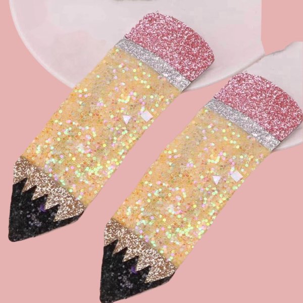 Glitter pencil hair clips,back to school gift for teens toddler girls kids,cute pencil hairpins alligator barrettes