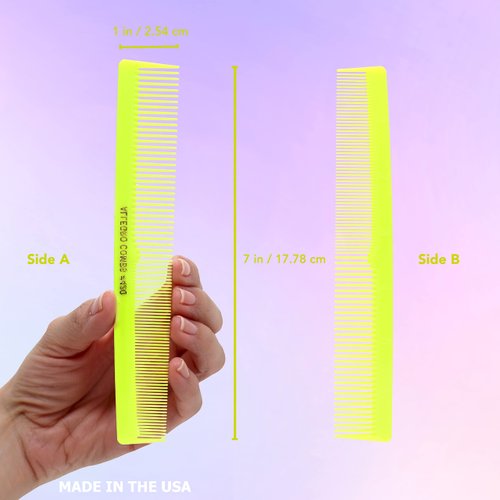 Allegro Combs 420 Hair Stylist Barbers Cutting Combs Beard Comb Mustache Mens Women Toddler Boys Braiding Hair Parting USA 3 Pc. (Neon yellow)