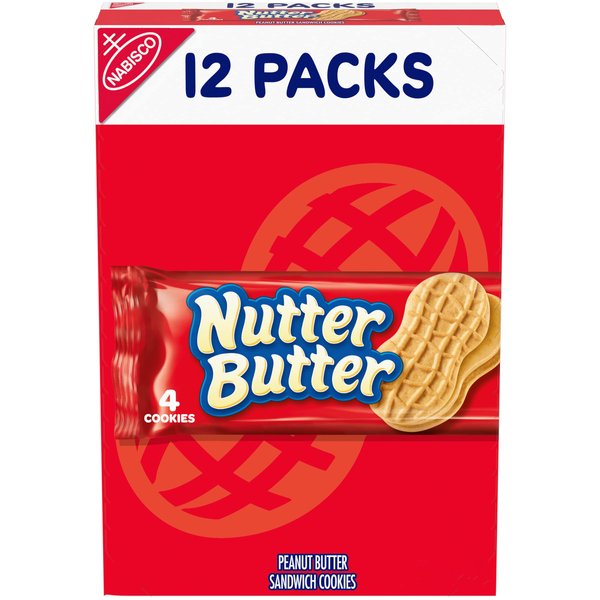 Nutter Butter Peanut Butter Sandwich Cookies, 12 Snack Packs (4 Cookies Per Pack)