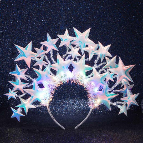 GORTIN Light Up Star Headband LED Glow Headbands Rave Party Costume Hair Band Hair Accessories for Women and Girls