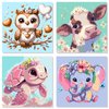 FLAJZ 4 Pack Paint by Numbers Kit for Kids, Animals Paint by Number Kits for Kids Ages 4-8, DIY Animal Oil Painting Suitable for Home Decoration (8x8inch)