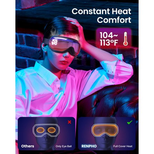 RENPHO Eyeris 1 - Eye Massager with Heat, Valentine Gifts, Heated Eye Mask for Migraines, Bluetooth Music, Eye Care Machine for Study/Work/Travel Relax, Relax Eye Strain Dark Circles Eye Bags Dry Eye