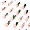 Foccna Green Long Fake Nails Tips Coffin Press on Snake Women's French False Glossy Daily Wear Artificail Nails for Gorgeous Nail Art Manicure Decoration