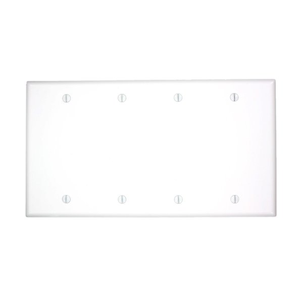 Leviton 88064 4-Gang No Device Blank Wallplate, Standard Size, Thermoset, Box Mount, White