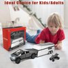 Youngyes Cybertruck Toy for Kids, Pickup Truck with RV Motorcycle Cybertquad Metal Die-cast Model Car, 1/32 Toy Truck and Trailer with Sound/Light/Pull Back, Ideal Gift for Boys Aged 6 and Up (Grey)