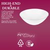 Disposable Plastic Plates with Rim Design, Organic Round Dinnerware Bulk Order for Wedding, Birthday & All Occasions (White with Silver, 16 oz Soup Bowls (120 Bowls))