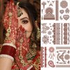 Temporary Henna Tattoo Stickers Indian Henna Flower Pattern Fake Tattoos Stickers for Women Henna Body Arms Legs Hands Tattoo Stickers, Halloween Costume Cosplay Wedding Beach Party Decorations 6 Pcs