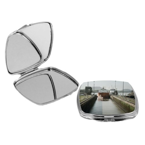 Island Gifting - Image of Large Cargo Ship Entering Miraflores Locks at Panama - Square Compact Mirror - Travel Mirror
