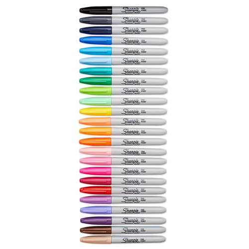 Sharpie Permanent Markers, Fine Point, Assorted Colors, 24 Count