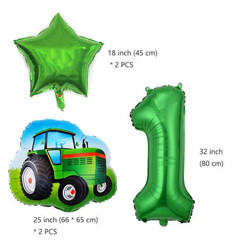 Daimay 23PCS Farm Green Tractor Birthday Decorations Tractor Party Supplies 3rd Happy Birthday Banner Farm Barn Tractor Balloon Green Number Foil Balloon Cake Toppers for Girls Boys Kids Baby Shower