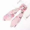 Silk Hair Scrunchies, Hair Scarf with Flower Pattern, Stripe Printed Hair Bobbles for Ponytail Holder (5 Pcs Flower Pattern Silk)