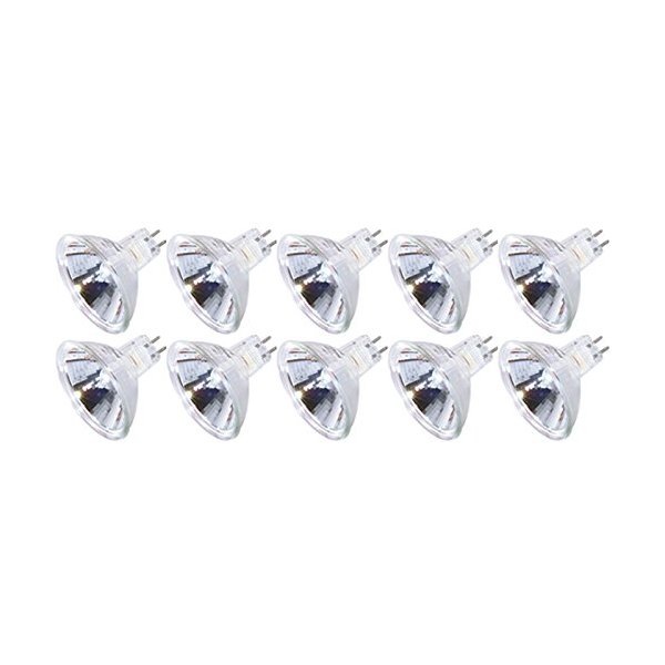 KOR (Pack of 10) 20MR16/FL - BAB -20 Watt - Flood- 12V - MR16 - GU5.3 Bi-Pin Base - Light Bulb with Lens - 20W MR16