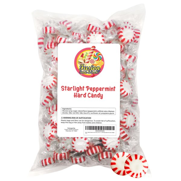 Starlight Peppermint Hard Candy - Bulk 2 Pounds Individually Wrapped Peppermints, Refreshing Peppermint Candy, Starlights Mints