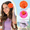 Flower Hair Clips Hawaii Hair Accessories for Women Plumeria Hibiscus Hair Barrettes Summer Claw Clips or Thick Thin Hair Clip 4Pcs (White+Red+Orange+Hot Pink)