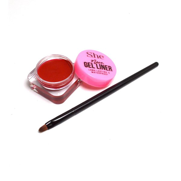 Makeup She 1 Waterproof Neon Gel liner [ GL560 Red ] Long Lasting Eye liner Eyeliner + Free Zipper Bag