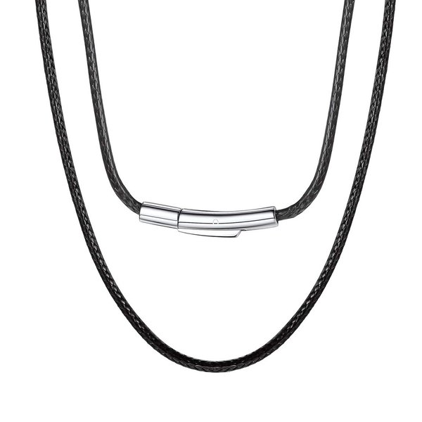 Black Leather Necklace for Men Women Braided Rope Cord Chain DIY Jewellery for Pendant Waterproof Chain friend