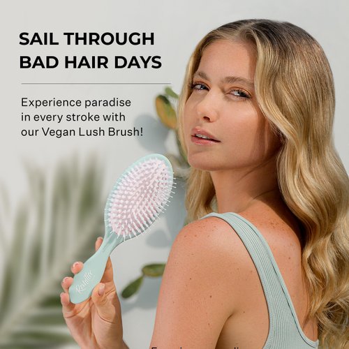Remilia Hair Ocean Vegan Lush Brush - Detangling Brush for All Hair Types, Natural, Straight, Curly, Wet, & Dry Hair - Hair Comb with Vegan Boar Bristles & Soft Ballpoint Tips