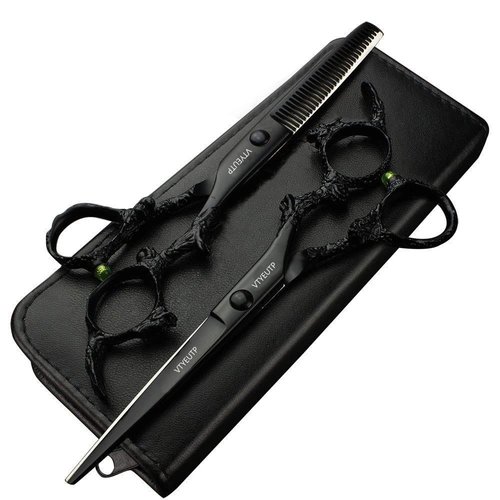 Black Dragon 6.0 inch Professional Dragon Handle 440C Salon Hair Cutting Scissor - Hairdressing Thinning Shears- Perfect for Barber and Home Use (Scissors set)