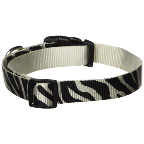 East Side Collection Zebra-Print Nylon Dog Collar, 18–26 Inch